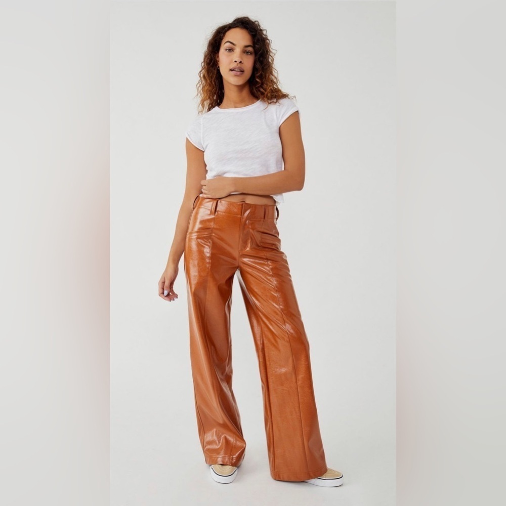 Free People size 2 star crossed lovers straight leg vegan faux leather pants